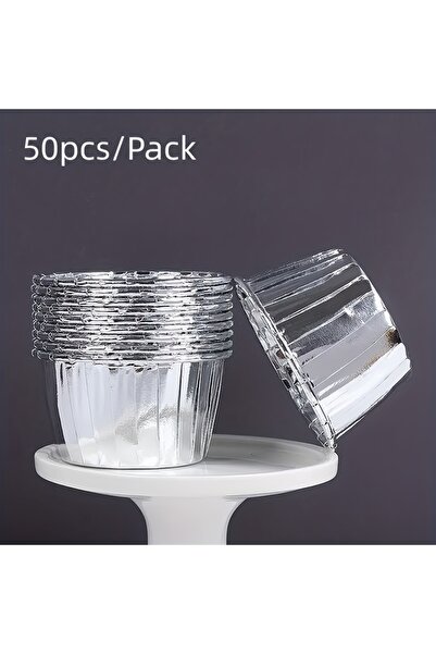 choice2 Silvery - 50 pieces 50-Pack Round Cupcake and Muffin Baking Molds, 9 ...