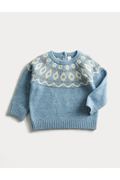 Marks & Spencer Fair Isle Desenli Örme Bebek Kazak (0-3 Yaş)