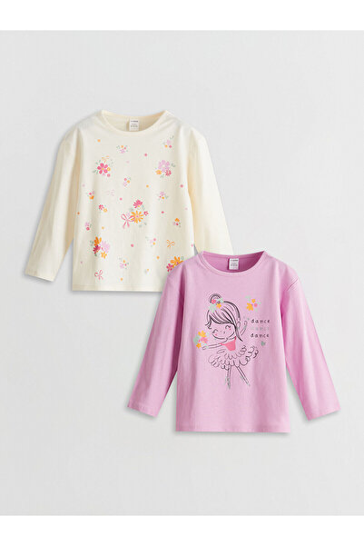 LC Waikiki Tricou pentru fetiță cu imprimeu liliac pentru copii LCW Kids, pac...