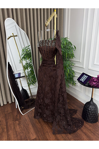 BTROON Evening dress with lace and pearl embroidery