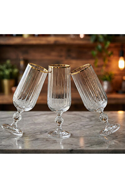 ASSA BAZAAR Bohemia Crystal Optic 6-Piece Gold Gilded Glass Short Goblet Set ...