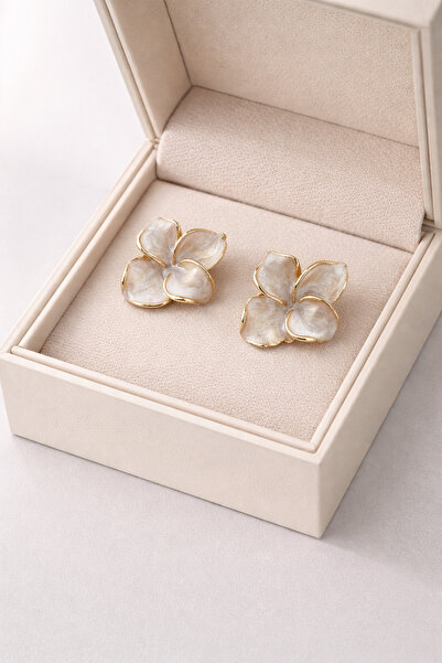 ALEYKA أقراط نسائية أنيقة على شكل زهرة اللوتس الذهبية اللؤلؤية