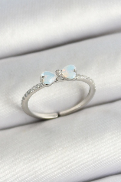 Vice Brass Bow Figured Zircon Stone Silver Color Adjustable Women's Ring Eb-V...