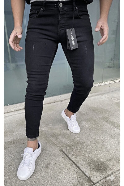 moda biz Men's Black Laser Straight Fit Jeans Denim Trousers