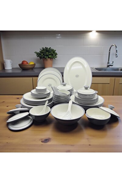 cc bin shihon Melamine dinner set, two colors, 40 pieces, for 6 people, break...