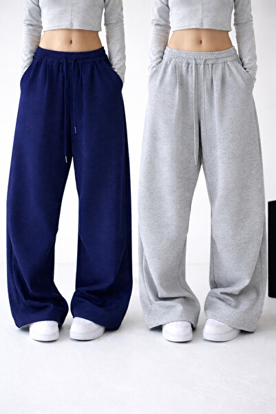 pandy Γυναικείο σετ 2 τεμαχίων με φαρδιά μπατζάκια και ψηλόμεσο παντελόνι φόρμας