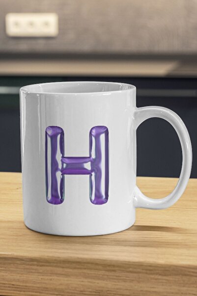 HobiShop كوب بالون أرجواني حرف H| كوب بطبعة حرف H| كوب مطبوع عليه حروف|