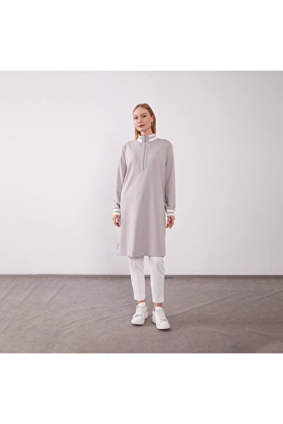 Levidor 210292 ÖNÜ YARIM FERMUARLI YAKASI VE KOL UCU ŞERİT DETAYLI LASTİKLİ Y...