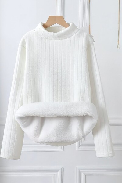 shop Tricotaj unisex Pulover cu detalii de pluș pe interior, bun pentru iarnă