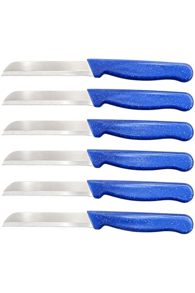 Evsun Home Collection Simli 6’lı Tırtıklı Meyve Bıçağı Mavi