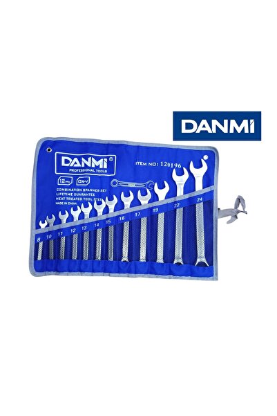 DANMI 12-Piece Combination Wrench Set – Open-End & Box-End, CR-V Heat-Treated...