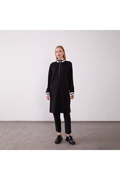 Levidor 210292 ÖNÜ YARIM FERMUARLI YAKASI VE KOL UCU ŞERİT DETAYLI LASTİKLİ Y...