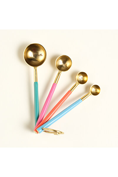 Zsa Zsa Zsu Tanda Çelik Ölçü Kaşık Seti 15x4x2 Cm Altın - Renkli