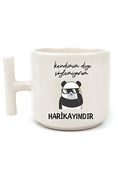 MAĞAZA DEPOM Panda Motto Söz Beyaz Rengi Eğlenceli Yazılı Esprili Özel Tasarı...