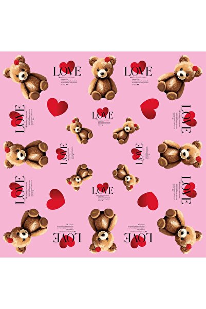 weloveis نمط دمية الدب - خلفية وردية - ورق باقة الزهور 55x55 سم - 20 ورقة