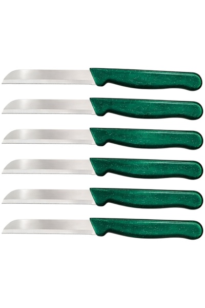 Evsun Home Collection Simli 6’lı Tırtıklı Meyve Bıçağı Yeşil