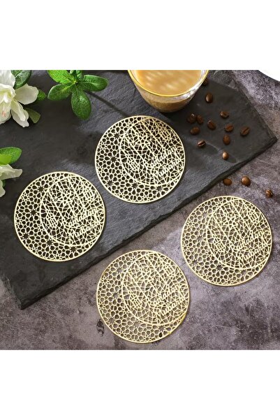 BYFT Star and Moon PVC Golden Foil Hollow Coasters Set of 06 Pcs