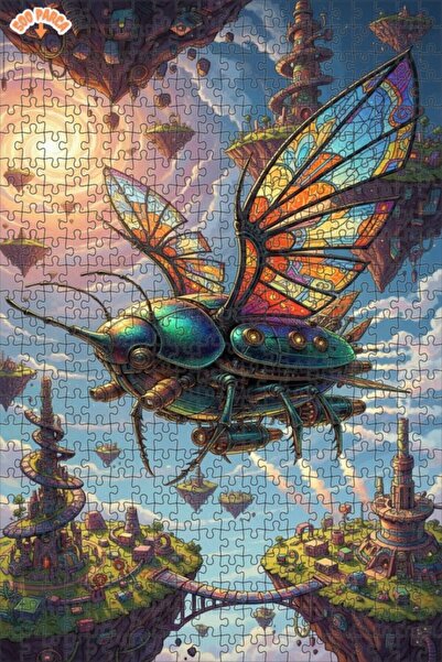 Teona Ahşap لغز مدينة الحشرات الطائرة ستيمبانك 500 قطعة 50x30