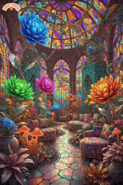 Teona Ahşap Fantastik Bahçe Büyüsü Yağlı Boya Görünümlü Ahşap Puzzle 1000 PAR...
