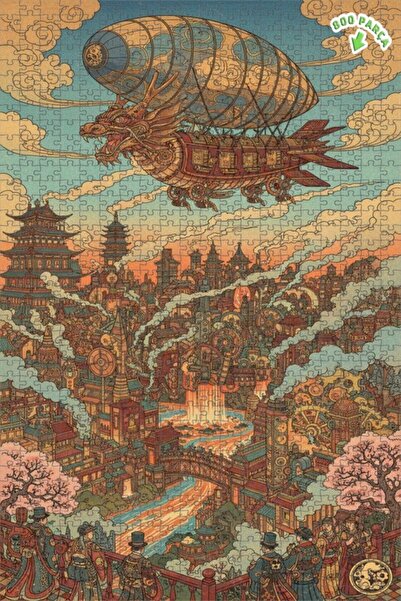 Teona Ahşap لغز خشبي مؤطر بطبقتين بتصميم مدينة العصر الفيكتوري مع السفينة الت...