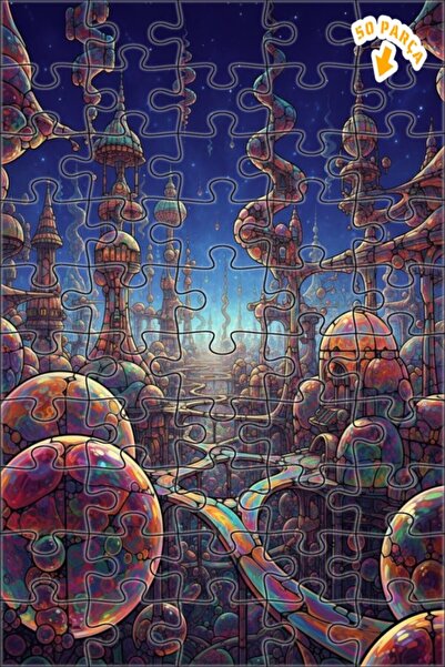 Teona Ahşap لغز الأفاعي والأسماك الكونية الغامضة، لوحة زيتية، لغز خشبي مؤطر ذ...