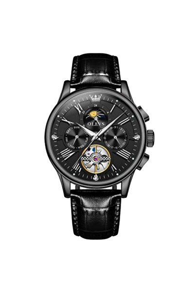 PARAMUN Men's Wristwatch 9912 40.5mm Genuine Leather Hand-Moving Mechanical M...