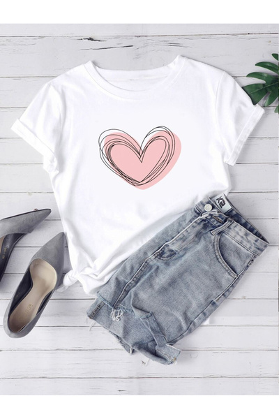 uyguntarz Unisex-T-Shirt mit Herz-Aufdruck