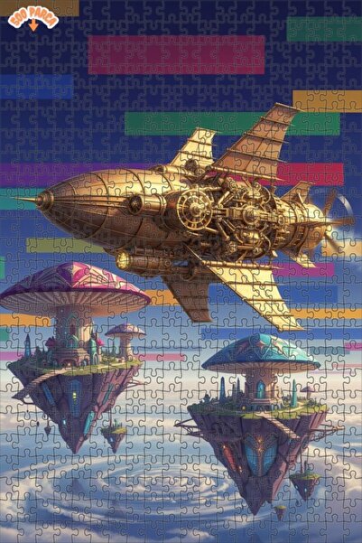 Teona Ahşap لغز جزيرة ستيمبانك الهوائية الأسطورية 500 قطعة 50x30