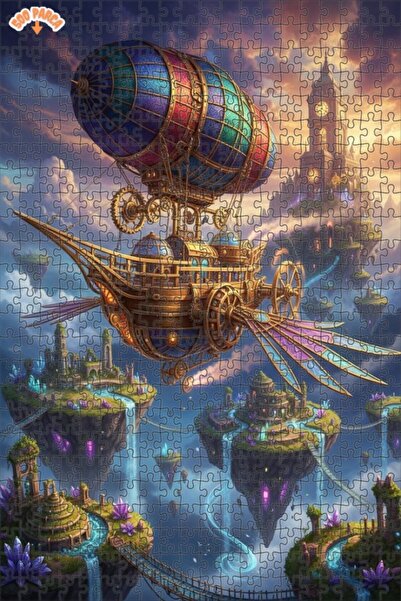 Teona Ahşap لغز خشبي بإطار مزدوج الطبقات من سكاي شيب ستيمبانك آرت 500 قطعة 50x30