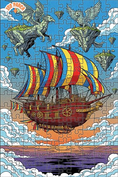 Teona Ahşap لغز خشبي ذو إطار مزدوج الطبقات من Flying Ship Dragon Griffin 150 ...