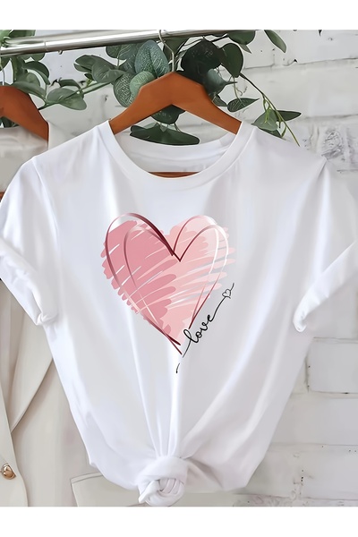 uyguntarz Unisex-T-Shirt mit Herz-Aufdruck