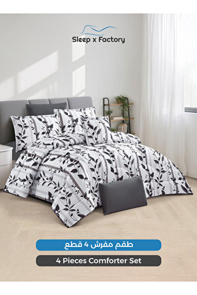 Sleep x Factory 4-Piece Microfiber Comforter Set – 140×200 cm, Soft & Lightwe...