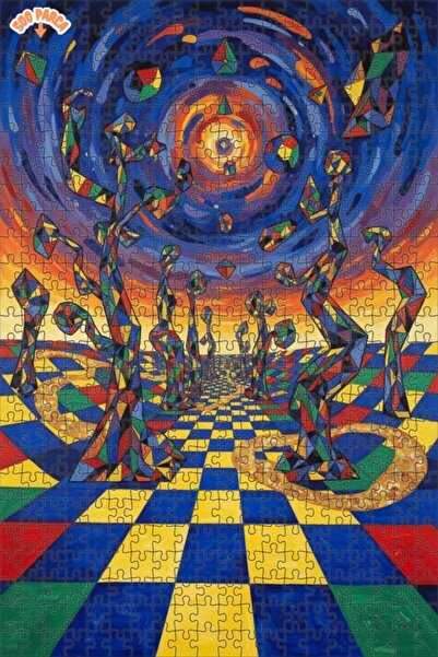 Teona Ahşap لغز خشبي مؤطر بطبقتين بتصميم أحلام هندسية تجريدية 500 قطعة 50x30