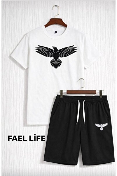 FAEL LİFE طقم شورت وتي شيرت واسع للأولاد والبنات مع طباعة كوزجون