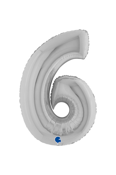 PARTİ SEPETİ بالون فويل رقمي فضي 26 بوصة (66 سم) إيطالي
