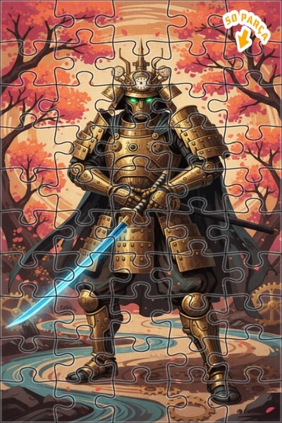 Teona Ahşap لغز خشبي مؤطر بطبقتين بتصميم فن البطل الساموراي بالبخار، 50 قطعة،...