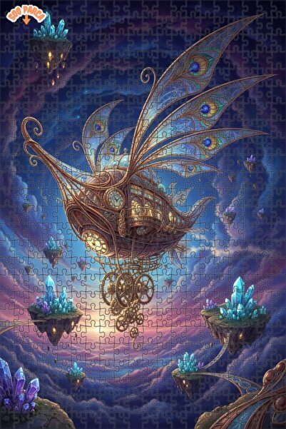 Teona Ahşap لغز خشبي بإطار ذو طابقين بمظهر لوحة زيتية لسفينة الأقبية السماوية...