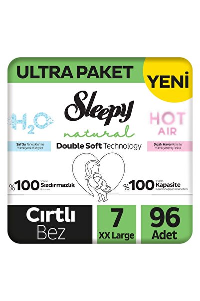 Sleepy Natural Double Soft Ultra Paket Bebek Bezi 7 Numara Xxlarge 96 Adet