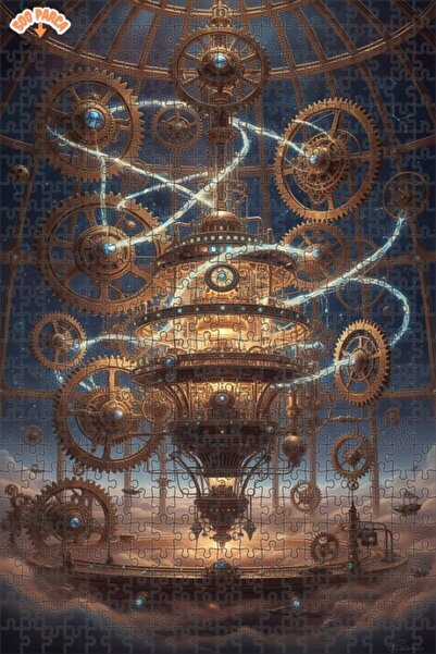 Teona Ahşap لغز خشبي مؤطر ذو طابقين بتصميم آلة البخار المستقبلية 500 قطعة 50x30