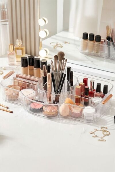 Bayev Mow 13-Compartment 360-Degree Rotating Acrylic Makeup and Jewelry Organ...