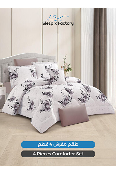 Sleep x Factory 4-Piece Microfiber Comforter Set – 140×200 cm, Soft & Lightwe...