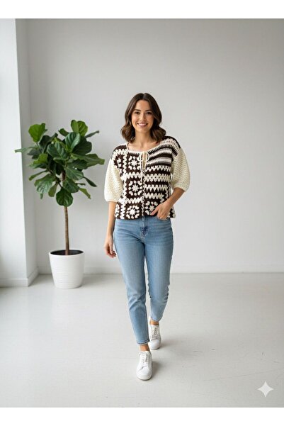 elemeğiürünler bluz elemeği örme bluz yetim kol bluz önü ipli bağlamalı