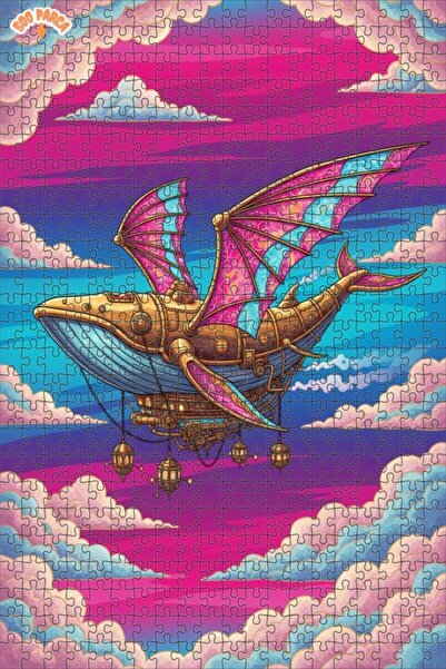 Teona Ahşap لغز خشبي بإطار مزدوج الطبقات من Flying Whale Steampunk Art 500 قط...