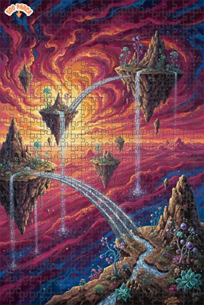 Teona Ahşap مناظر شلالات السماء والجزر العائمة بمظهر اللوحات الزيتية 500 قطعة...