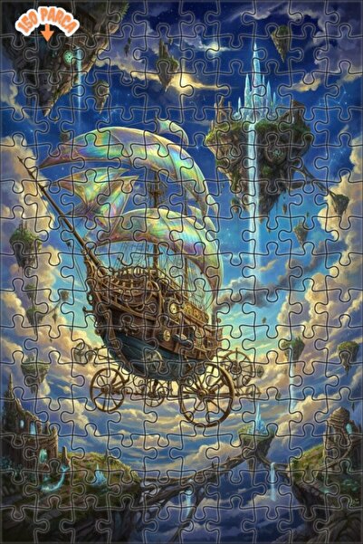 Teona Ahşap لغز خشبي رائع بإطار ذو طابقين بمظهر لوحة زيتية لسفينة هوائية 150 ...