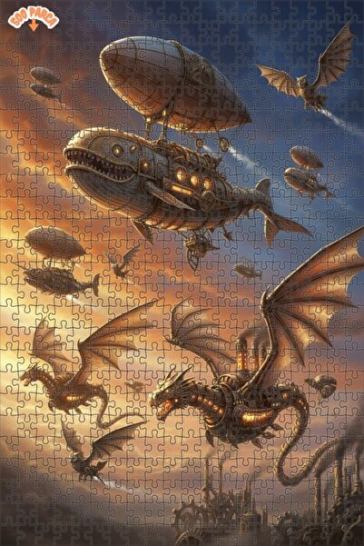 Teona Ahşap لغز خشبي ذو طبقتين من ستيامبنك دراجونز آند ويلينج شيبس، 500 قطعة،...