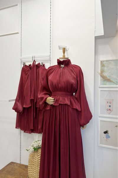 Faya Boutique Bordo Şifon Amour Takım