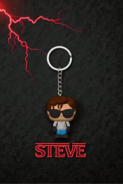 Lades Stranger Things Funko Pop Figure Keychain – Steve Collectible Key Ornament