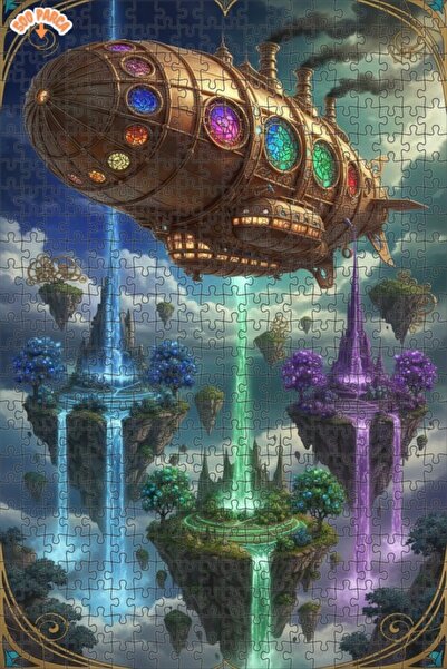 Teona Ahşap لغز خشبي مؤطر بطبقتين بمظهر لوحة زيتية لسفينة السماء الغامضة 500 ...