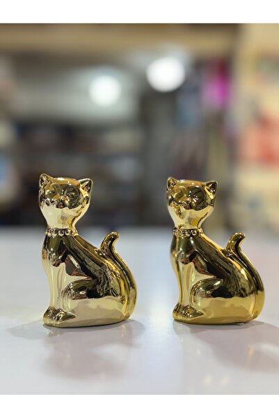 YAKUT 8 cm Gold Kedi Biblo – Şık ve Modern Dekor Aksesuarı
